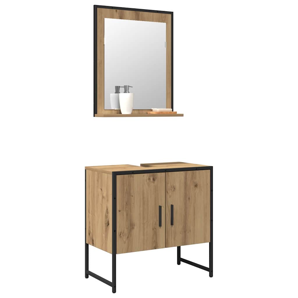 Badkamermeubelset Wandgemonteerd 2 pcs Bruin Bewerkt hout is nu te koop bij PeponiXL, paradijselijk wonen!