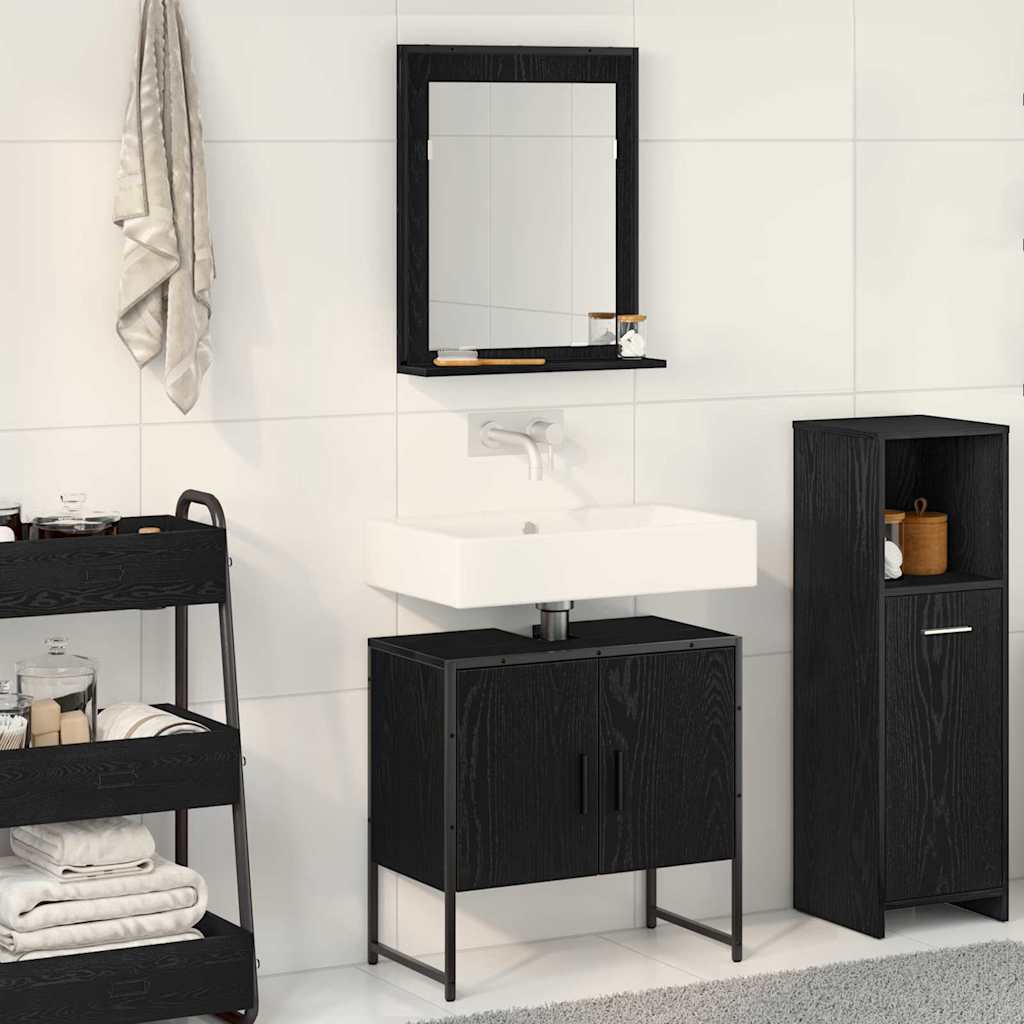 Badkamermeubelset Wandgemonteerd 2 pcs Zwart Bewerkt hout is nu te koop bij PeponiXL, paradijselijk wonen!