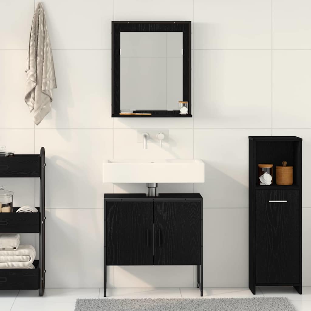 Badkamermeubelset Wandgemonteerd 2 pcs Zwart Bewerkt hout is nu te koop bij PeponiXL, paradijselijk wonen!