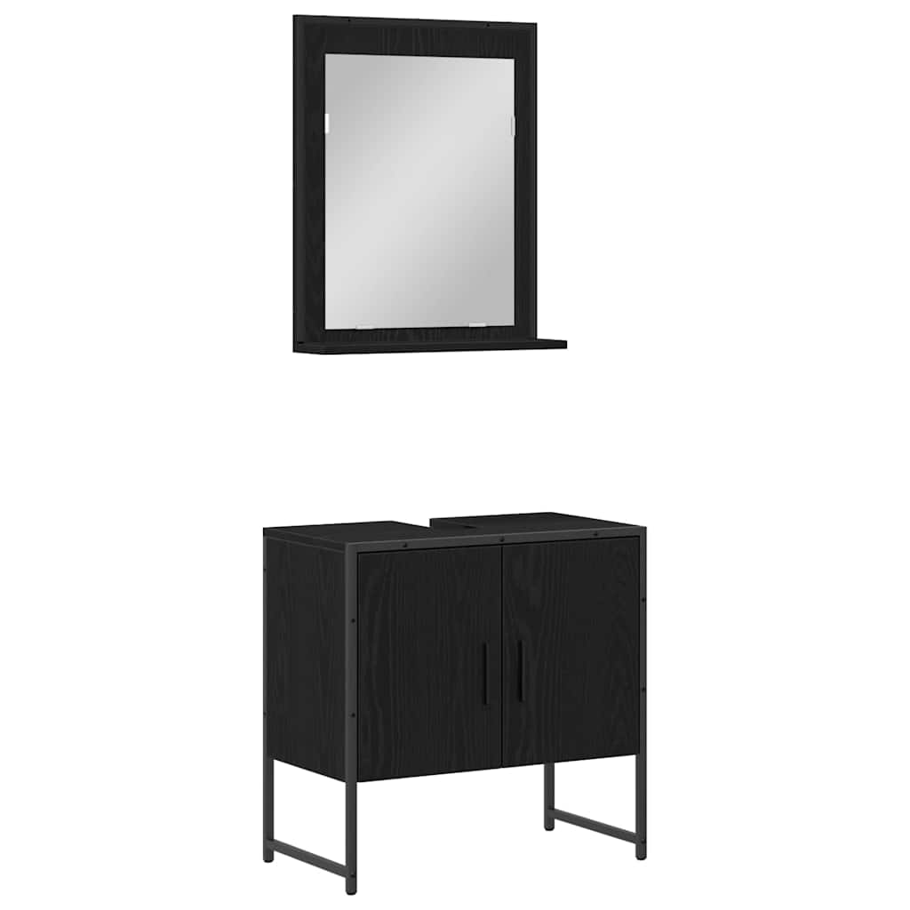 Badkamermeubelset Wandgemonteerd 2 pcs Zwart Bewerkt hout is nu te koop bij PeponiXL, paradijselijk wonen!