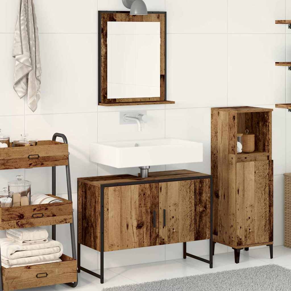 Badkamermeubelset Wandgemonteerd 2 pcs Bruin Bewerkt hout is nu te koop bij PeponiXL, paradijselijk wonen!