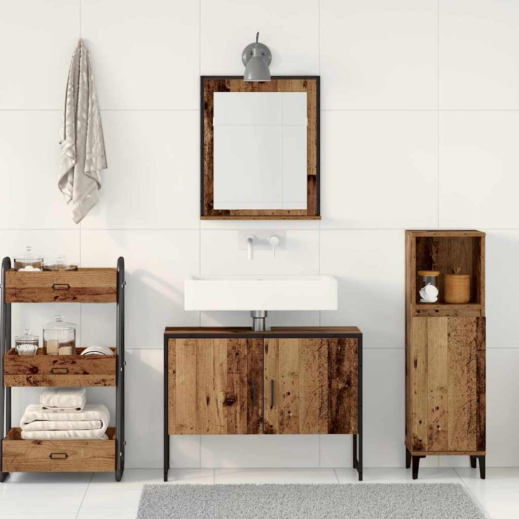 Badkamermeubelset Wandgemonteerd 2 pcs Bruin Bewerkt hout is nu te koop bij PeponiXL, paradijselijk wonen!