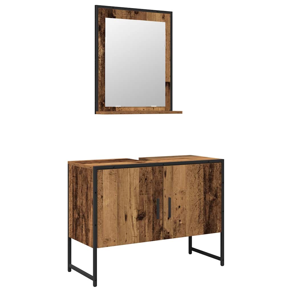 Badkamermeubelset Wandgemonteerd 2 pcs Bruin Bewerkt hout is nu te koop bij PeponiXL, paradijselijk wonen!