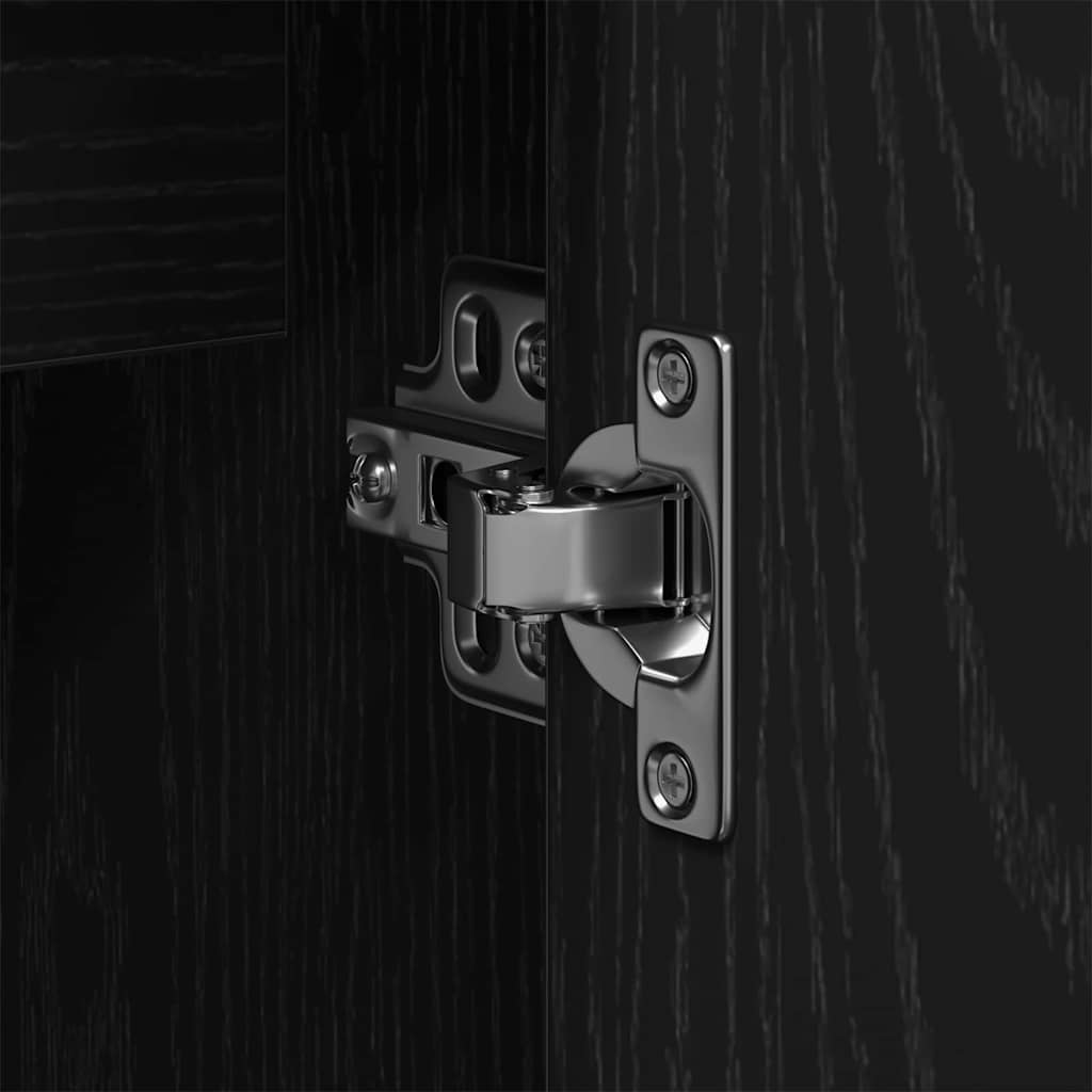 Badkamermeubelset Wandgemonteerd 2 pcs Zwart Bewerkt hout is nu te koop bij PeponiXL, paradijselijk wonen!