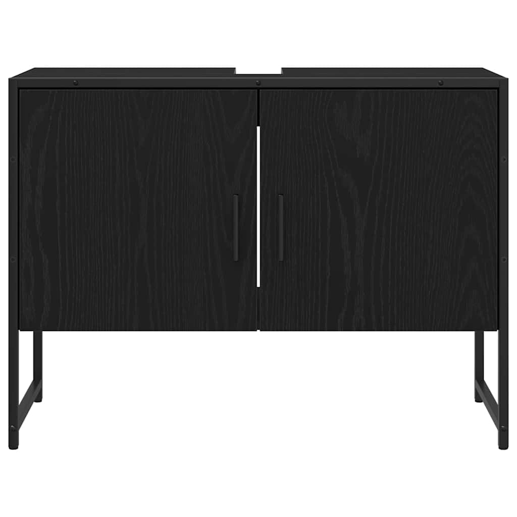 Badkamermeubelset Wandgemonteerd 2 pcs Zwart Bewerkt hout is nu te koop bij PeponiXL, paradijselijk wonen!