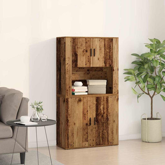 Hoge kast Oudhout 80 x 33 x 150 cm Bewerkt hout is nu te koop bij PeponiXL, paradijselijk wonen!