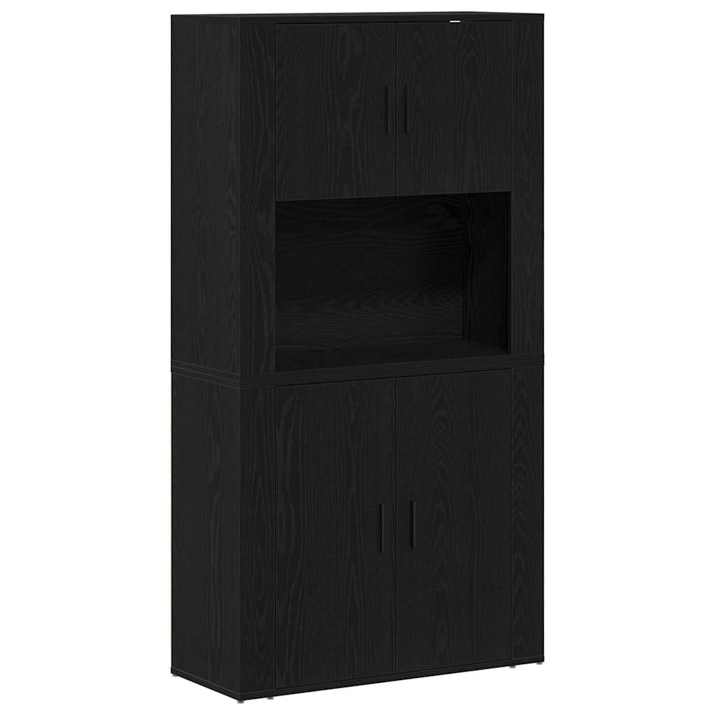 Hoge kast Zwart Eiken 80 x 33 x 150 cm Bewerkt hout is nu te koop bij PeponiXL, paradijselijk wonen!