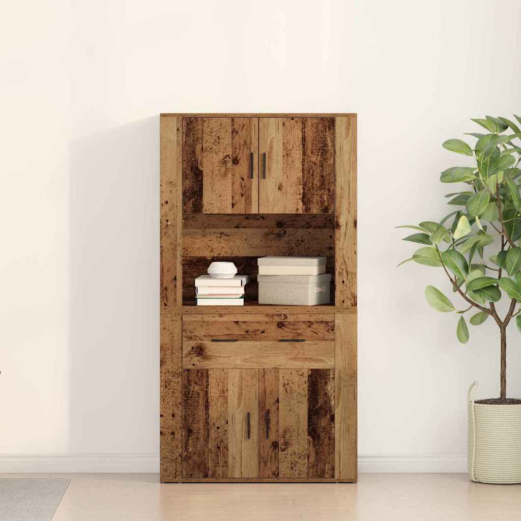 Highboard met lade Oud hout 80 x 33 x 150 cm Bewerkt hout is nu te koop bij PeponiXL, paradijselijk wonen!