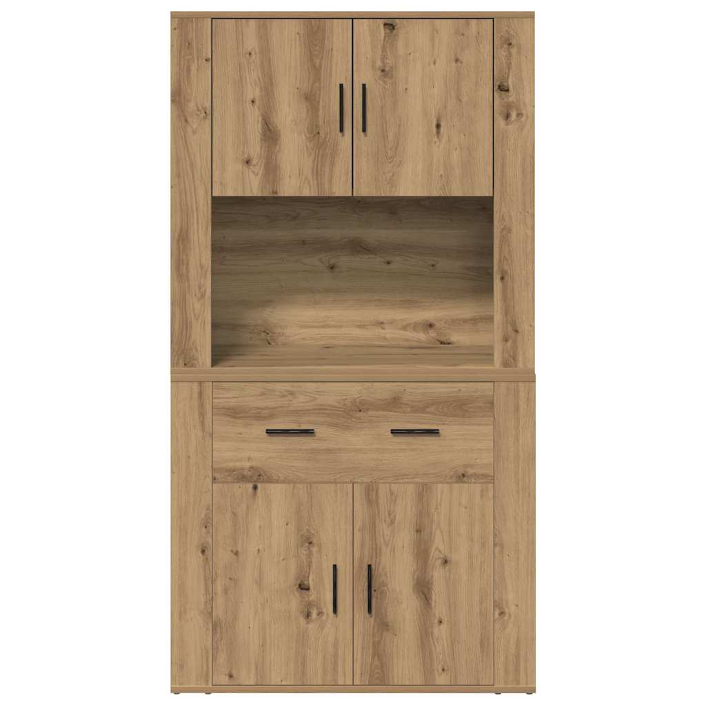 Highboard artisanaal eikenkleurig 80 x 33 x 150 cm Bewerkt hout is nu te koop bij PeponiXL, paradijselijk wonen!