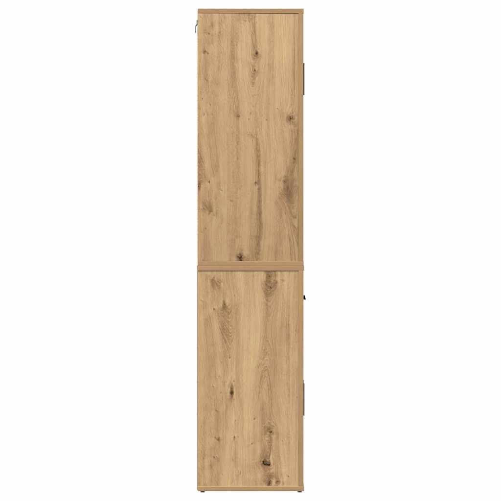Highboard artisanaal eikenkleurig 80 x 33 x 150 cm Bewerkt hout is nu te koop bij PeponiXL, paradijselijk wonen!
