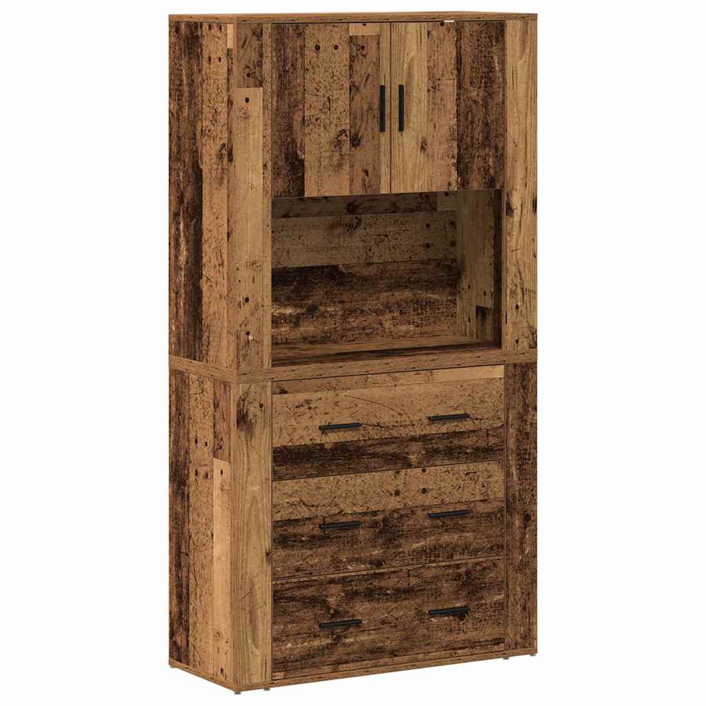 Hoge kast met lade Oudhout 80 x 33 x 150 cm Bewerkt hout is nu te koop bij PeponiXL, paradijselijk wonen!