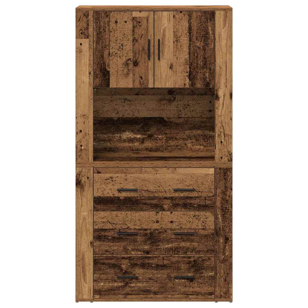 Hoge kast met lade Oudhout 80 x 33 x 150 cm Bewerkt hout is nu te koop bij PeponiXL, paradijselijk wonen!