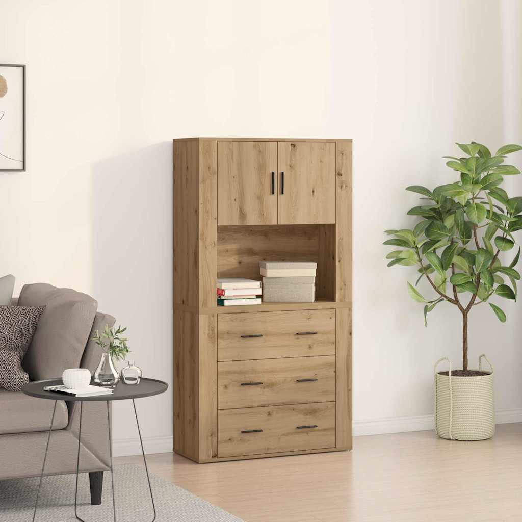 Hoge kast met lade Artisan Eiken 80 x 33 x 150 cm Bewerkt hout is nu te koop bij PeponiXL, paradijselijk wonen!