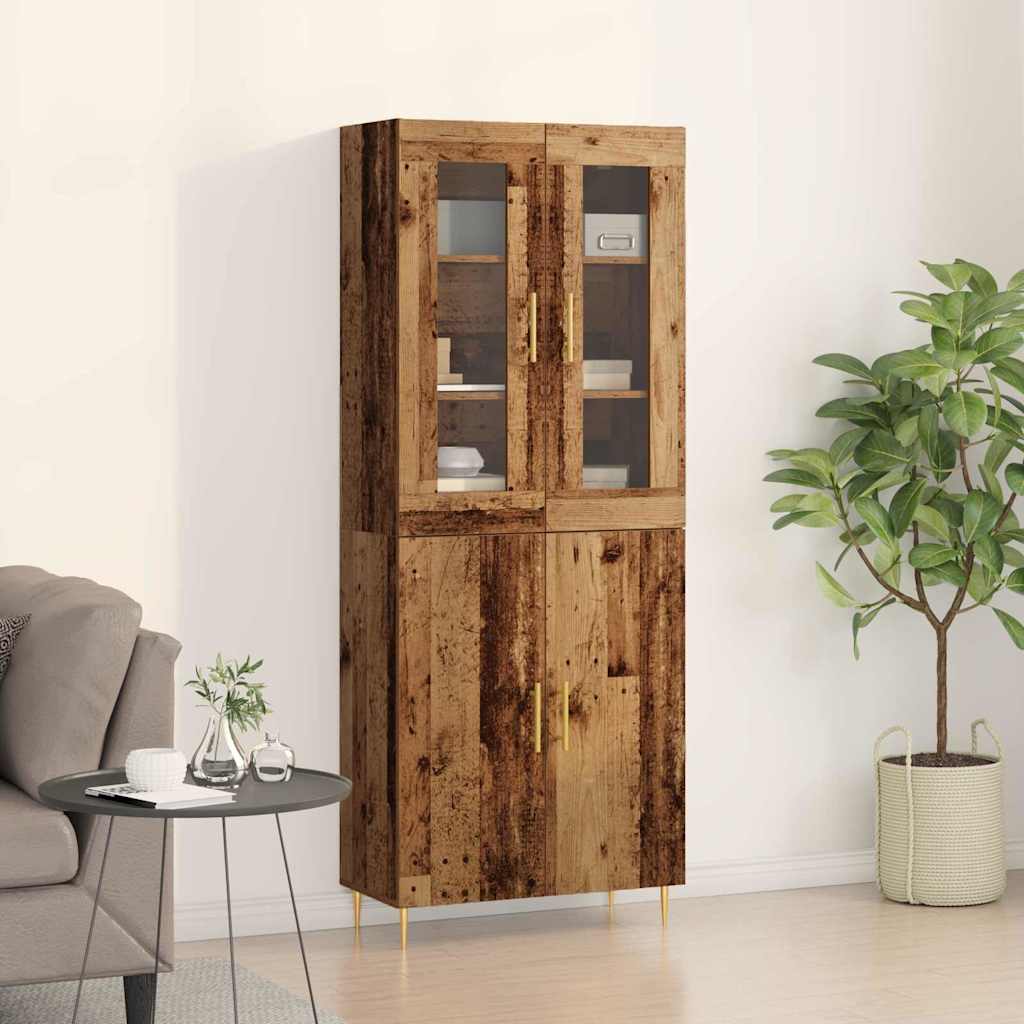 Hoge kast 2 pcs Oudhout Bewerkt hout is nu te koop bij PeponiXL, paradijselijk wonen!
