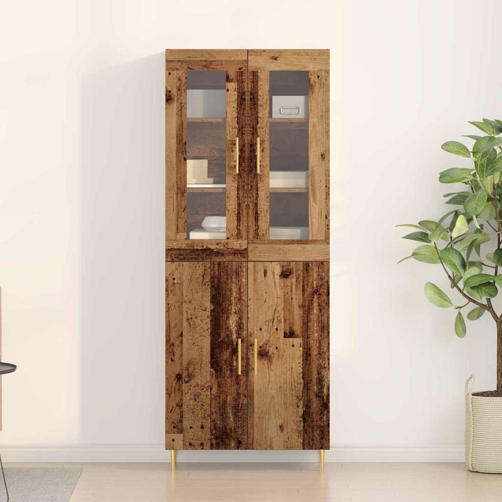 Hoge kast 2 pcs Oudhout Bewerkt hout is nu te koop bij PeponiXL, paradijselijk wonen!