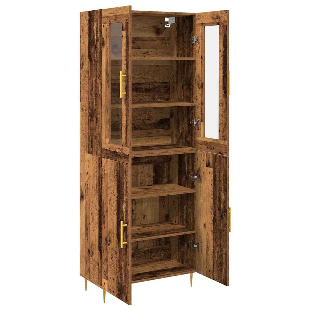 Hoge kast 2 pcs Oudhout Bewerkt hout is nu te koop bij PeponiXL, paradijselijk wonen!