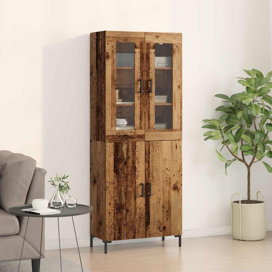 Hoge kast 2 pcs Oud hout 69,5 x 34 x 180 cm Bewerkt hout is nu te koop bij PeponiXL, paradijselijk wonen!