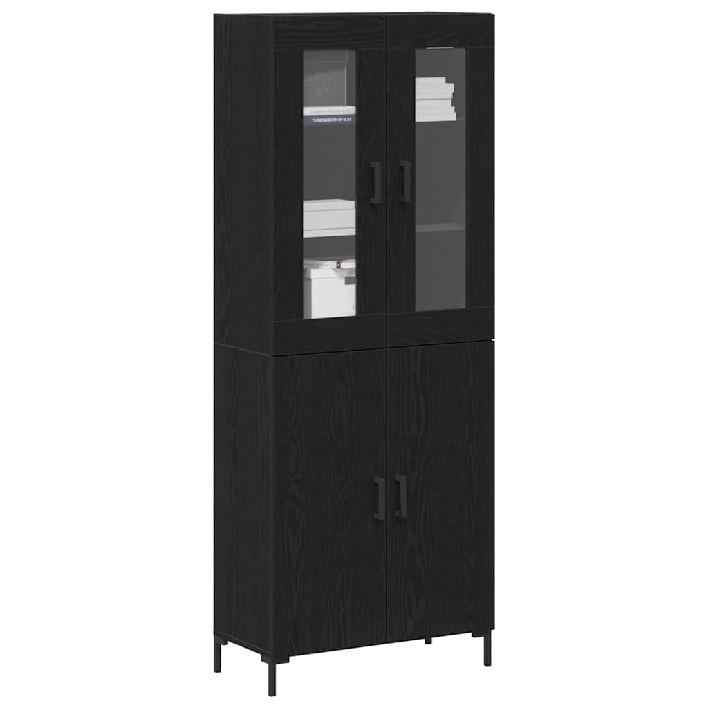 Hoge kast 2 pcs Zwart eiken 69,5 x 34 x 180 cm Bewerkt hout is nu te koop bij PeponiXL, paradijselijk wonen!