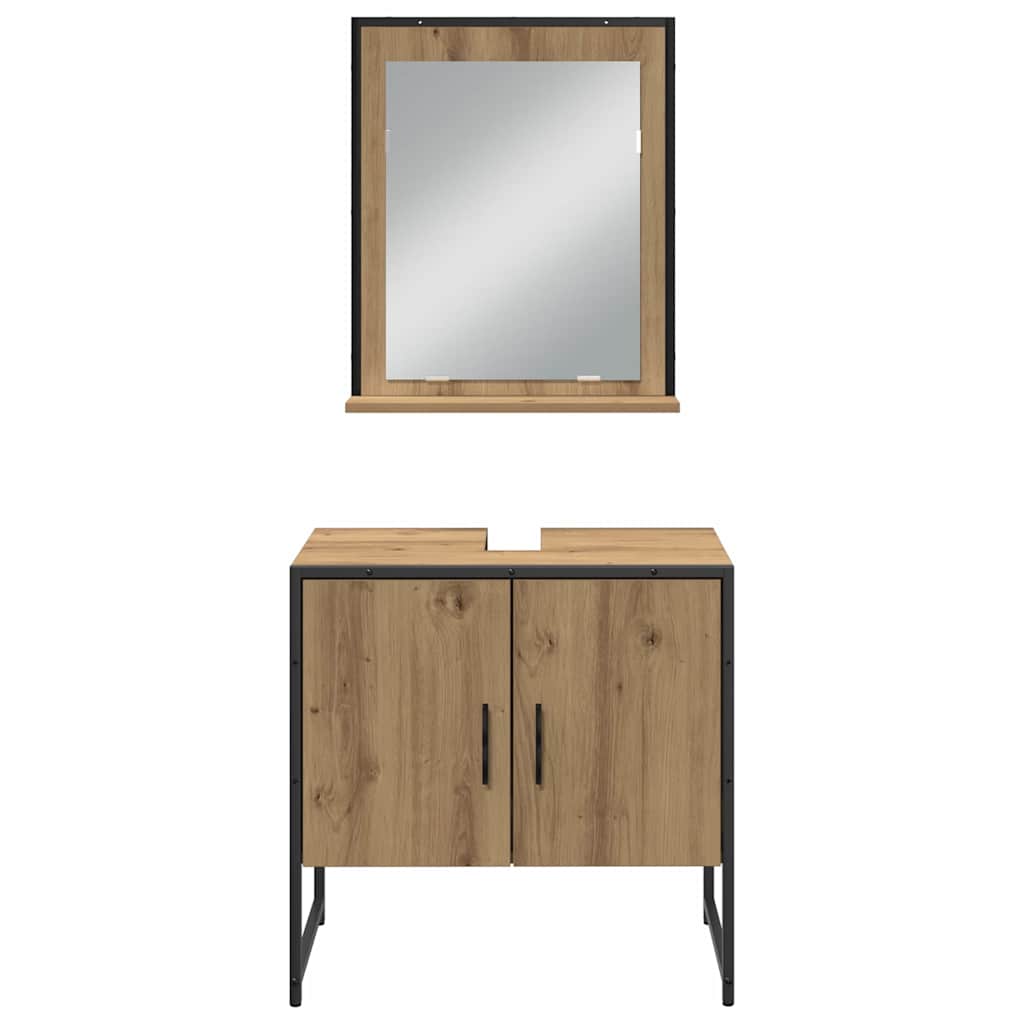 Badkamermeubelset met plank met opslag 3 pcs Bruin Bewerkt hout is nu te koop bij PeponiXL, paradijselijk wonen!