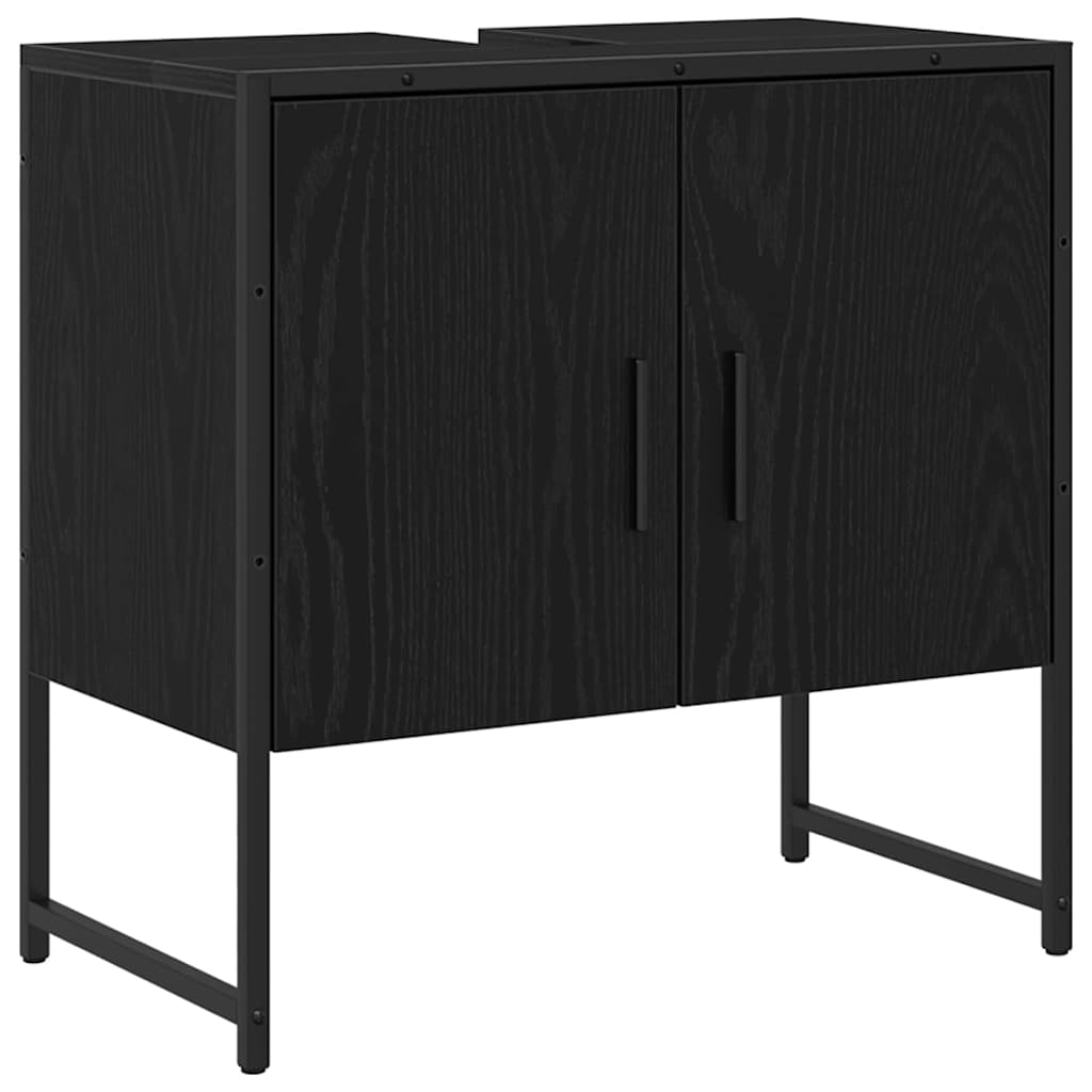 Badkamermeubelset met plank met opslag 3 pcs Zwart Bewerkt hout is nu te koop bij PeponiXL, paradijselijk wonen!