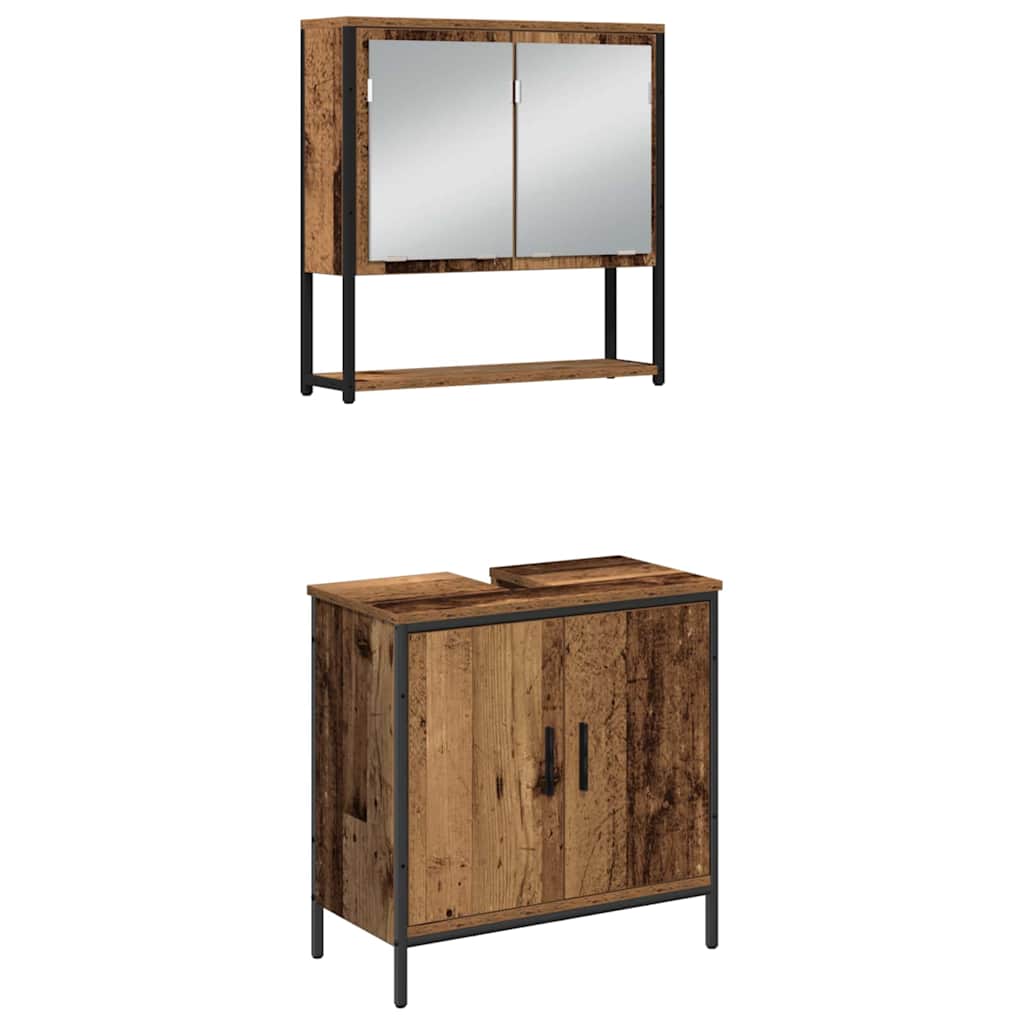 Badkamermeubelset met plank met opslag 3 pcs Bruin Bewerkt hout is nu te koop bij PeponiXL, paradijselijk wonen!