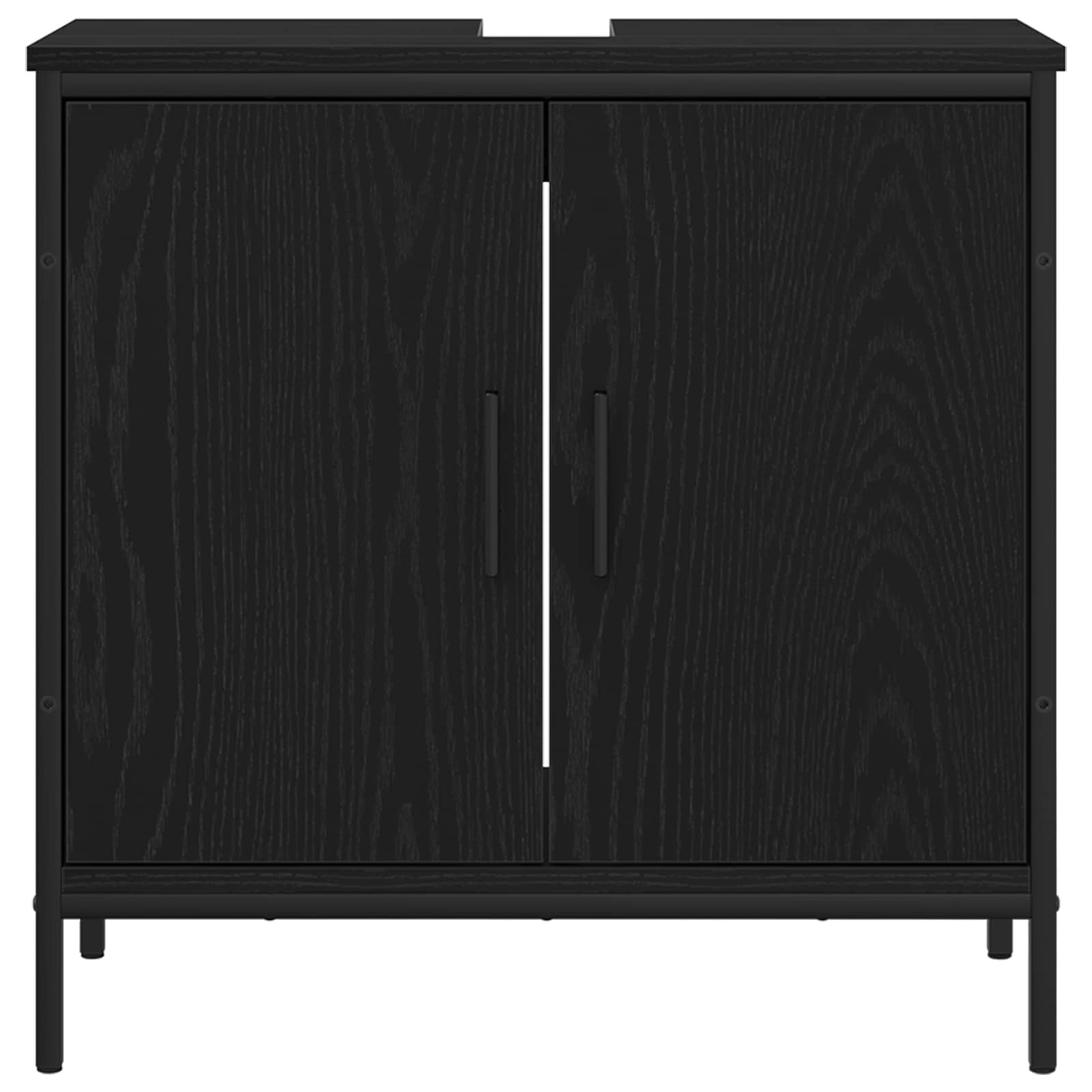 Badkamermeubelset met plank met opslag 3 pcs Zwart Bewerkt hout is nu te koop bij PeponiXL, paradijselijk wonen!