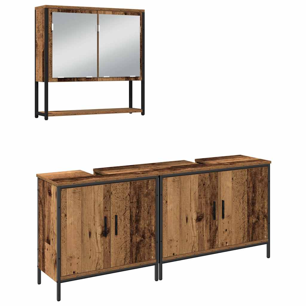 Badkamermeubelset met plank met opslag 3 pcs Bruin Bewerkt hout is nu te koop bij PeponiXL, paradijselijk wonen!