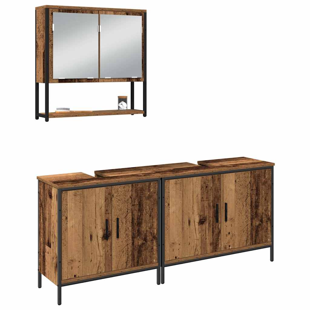 Badkamermeubelset met plank met opslag 3 pcs Bruin Bewerkt hout is nu te koop bij PeponiXL, paradijselijk wonen!