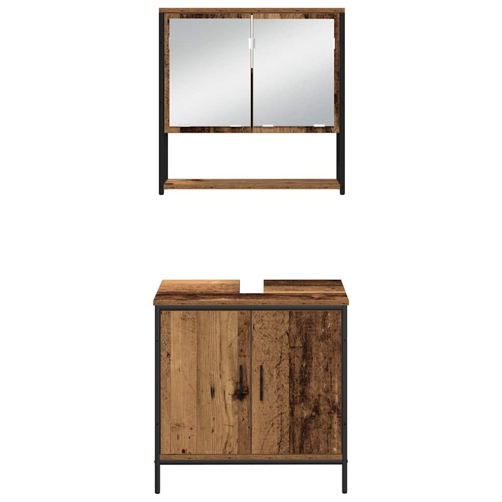 Badkamermeubelset met plank met opslag 3 pcs Bruin Bewerkt hout is nu te koop bij PeponiXL, paradijselijk wonen!