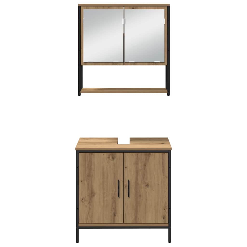 Badkamermeubelset met plank met opslag 3 pcs Bruin Bewerkt hout is nu te koop bij PeponiXL, paradijselijk wonen!