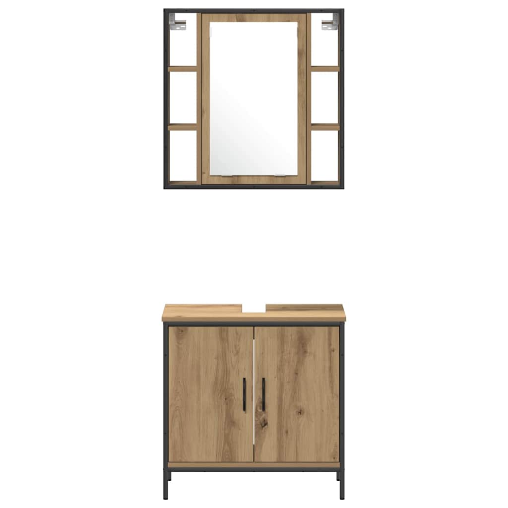 Badkamermeubels met plank met opslag 3 pcs Bruin Bewerkt hout is nu te koop bij PeponiXL, paradijselijk wonen!