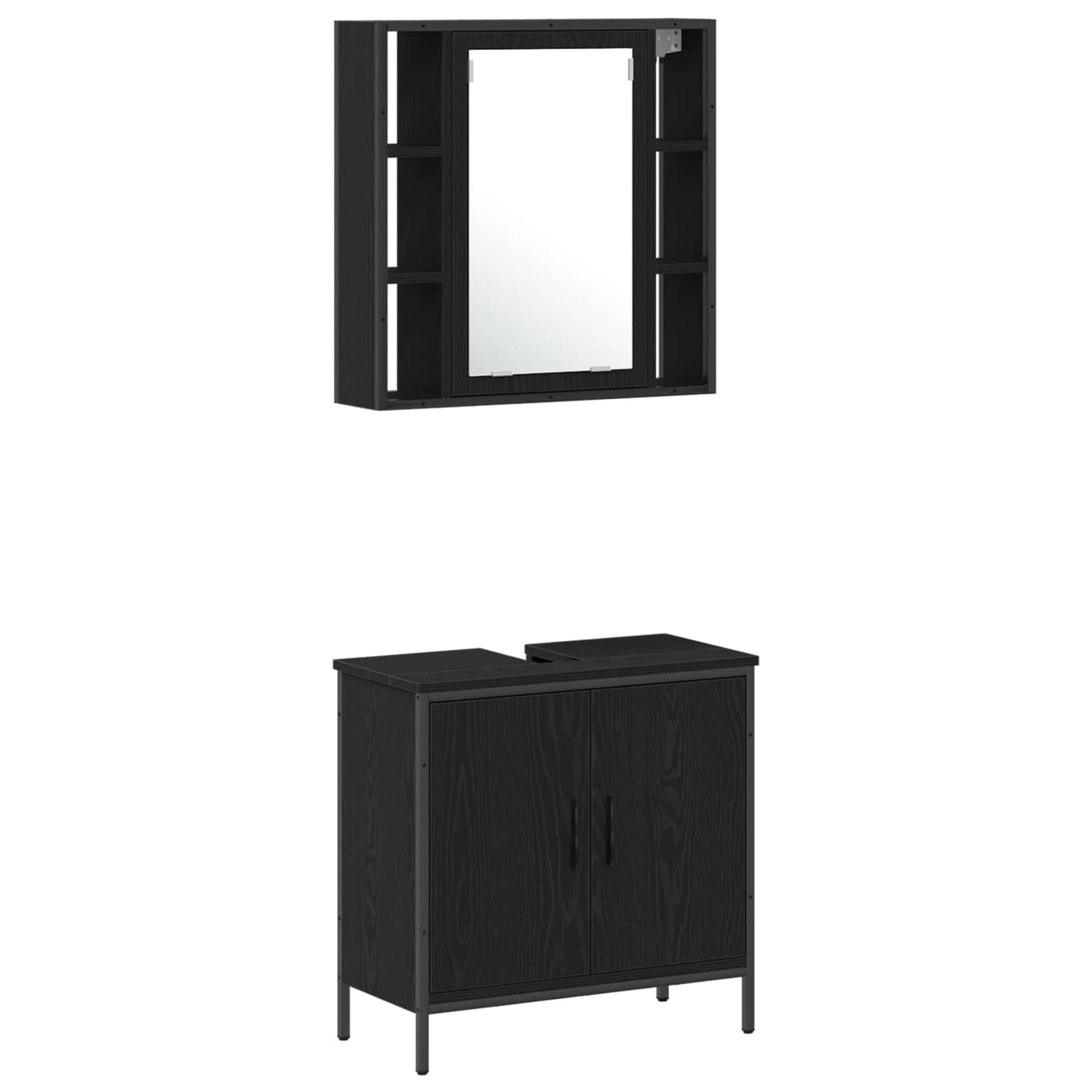 Badkamermeubels met plank met opslag 3 pcs Zwart Bewerkt hout is nu te koop bij PeponiXL, paradijselijk wonen!