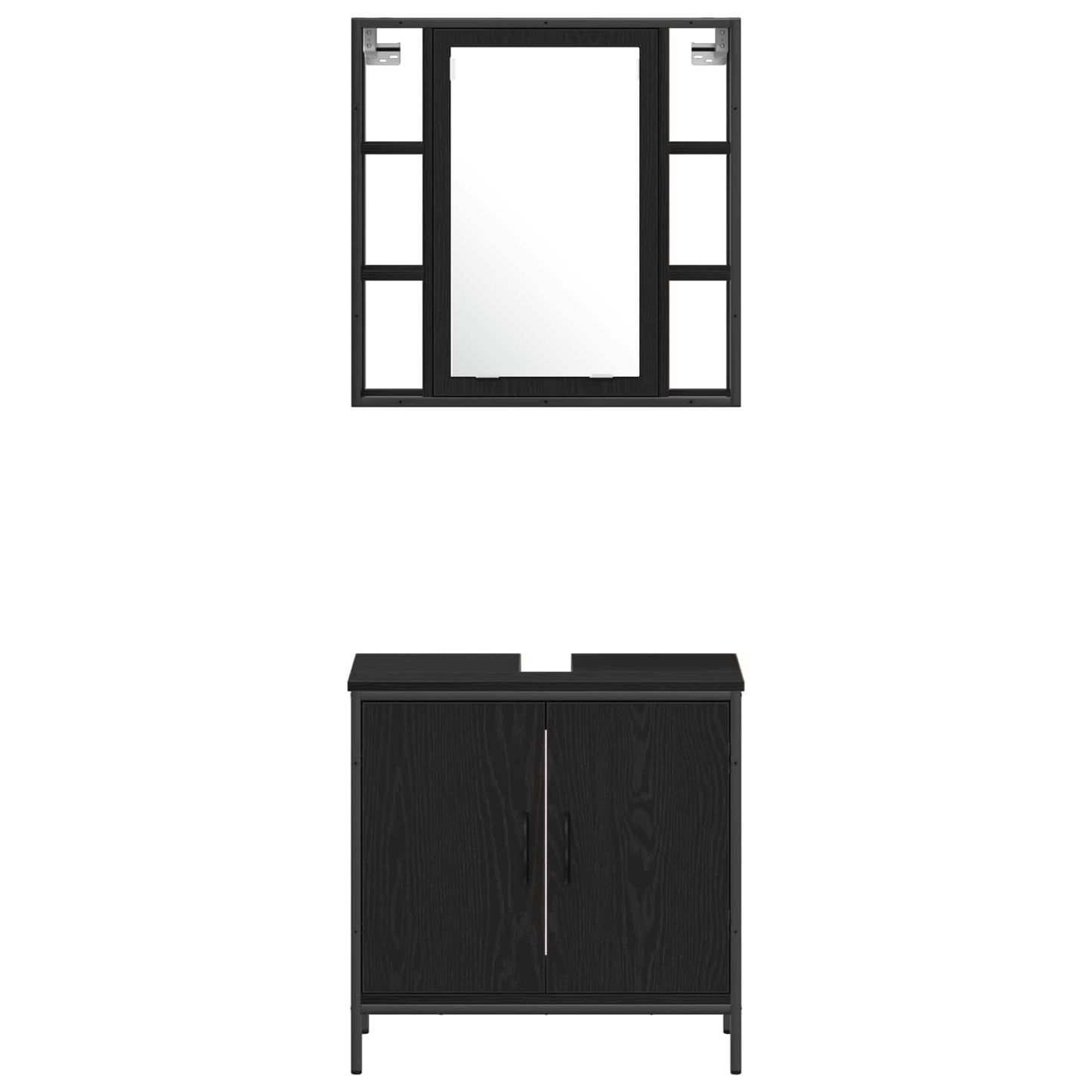 Badkamermeubels met plank met opslag 3 pcs Zwart Bewerkt hout is nu te koop bij PeponiXL, paradijselijk wonen!