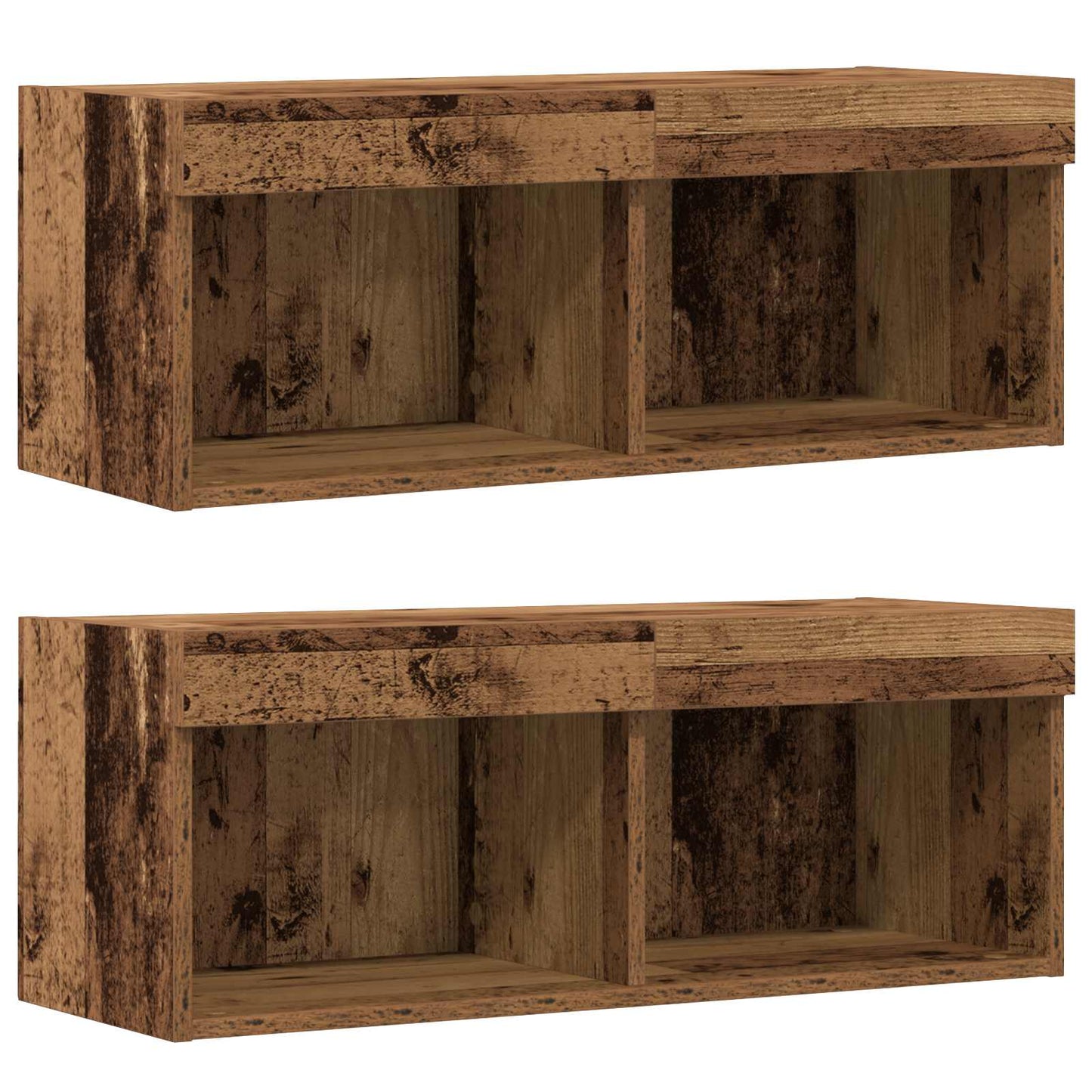 Tv-meubelset met LED-striplichten 8 pcs Oud hout Bewerkt hout is nu te koop bij PeponiXL, paradijselijk wonen!