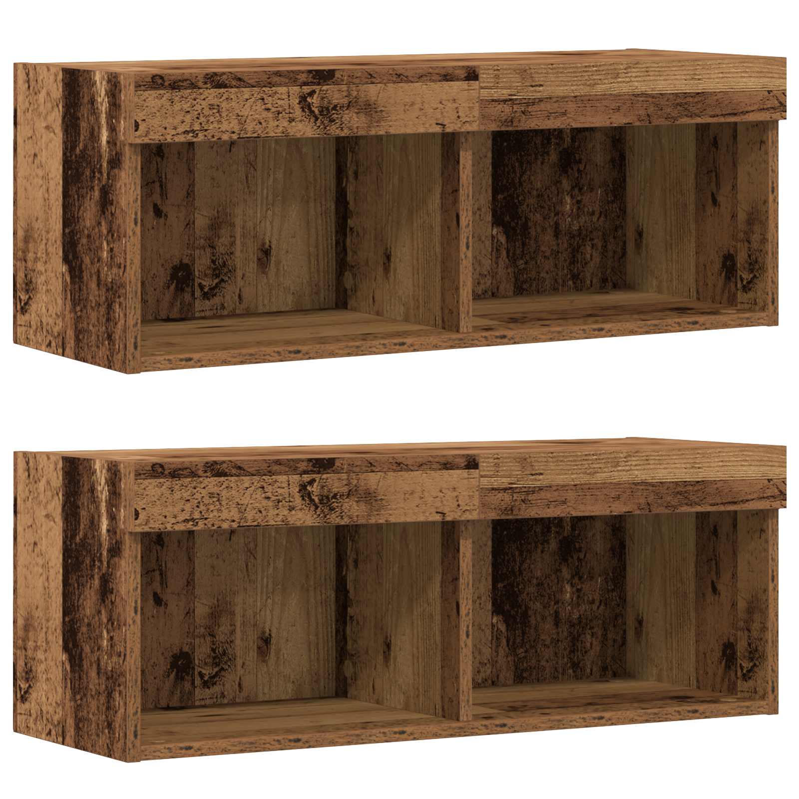Tv-meubelset met LED-striplichten 8 pcs Oud hout Bewerkt hout is nu te koop bij PeponiXL, paradijselijk wonen!