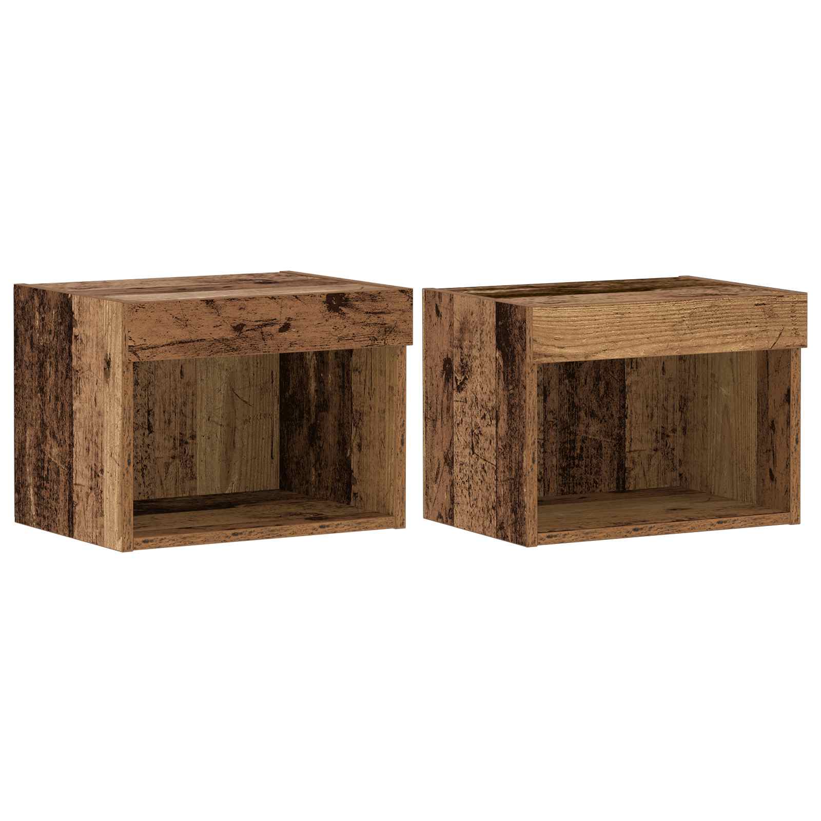 Tv-meubelset met LED-striplichten 8 pcs Oud hout Bewerkt hout is nu te koop bij PeponiXL, paradijselijk wonen!