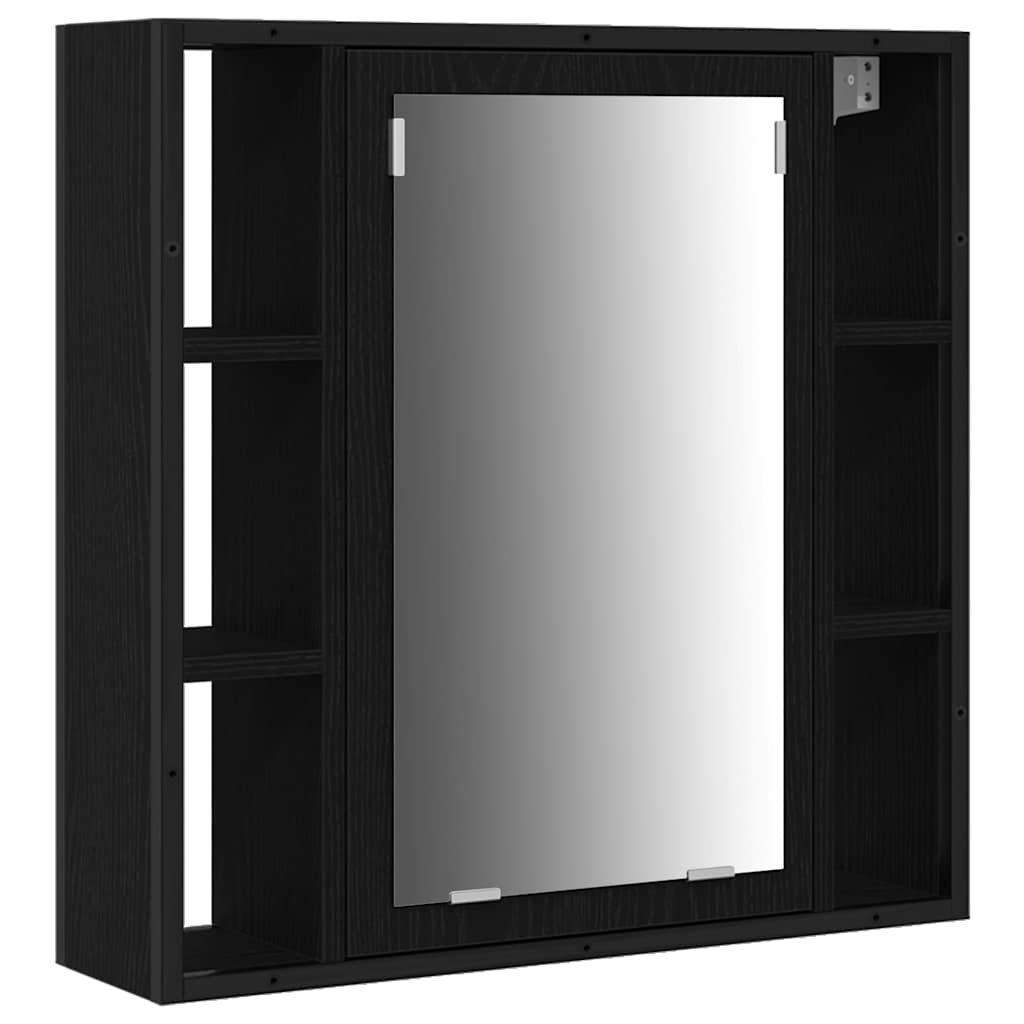 Badkamermeubelset met plank 3 pcs Zwart Eiken Bewerkt hout is nu te koop bij PeponiXL, paradijselijk wonen!