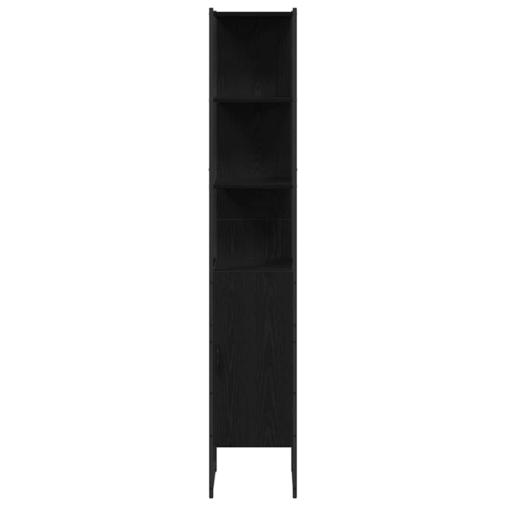 Badkamermeubelset met plank 3 pcs Zwart Eiken Bewerkt hout is nu te koop bij PeponiXL, paradijselijk wonen!