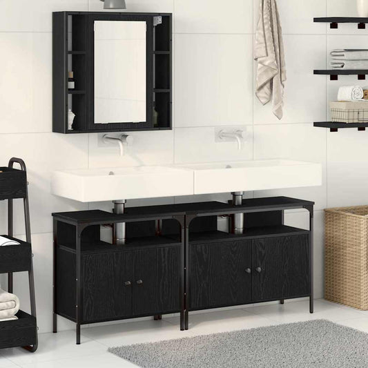 Badkamermeubels met plank met opslag 3 pcs Zwart Bewerkt hout is nu te koop bij PeponiXL, paradijselijk wonen!