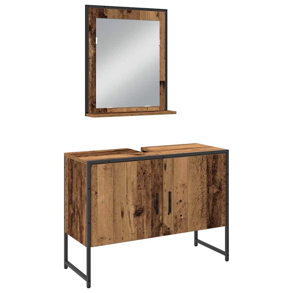 Badkamermeubelset met plank met opslag 4 pcs Bruin Bewerkt hout is nu te koop bij PeponiXL, paradijselijk wonen!