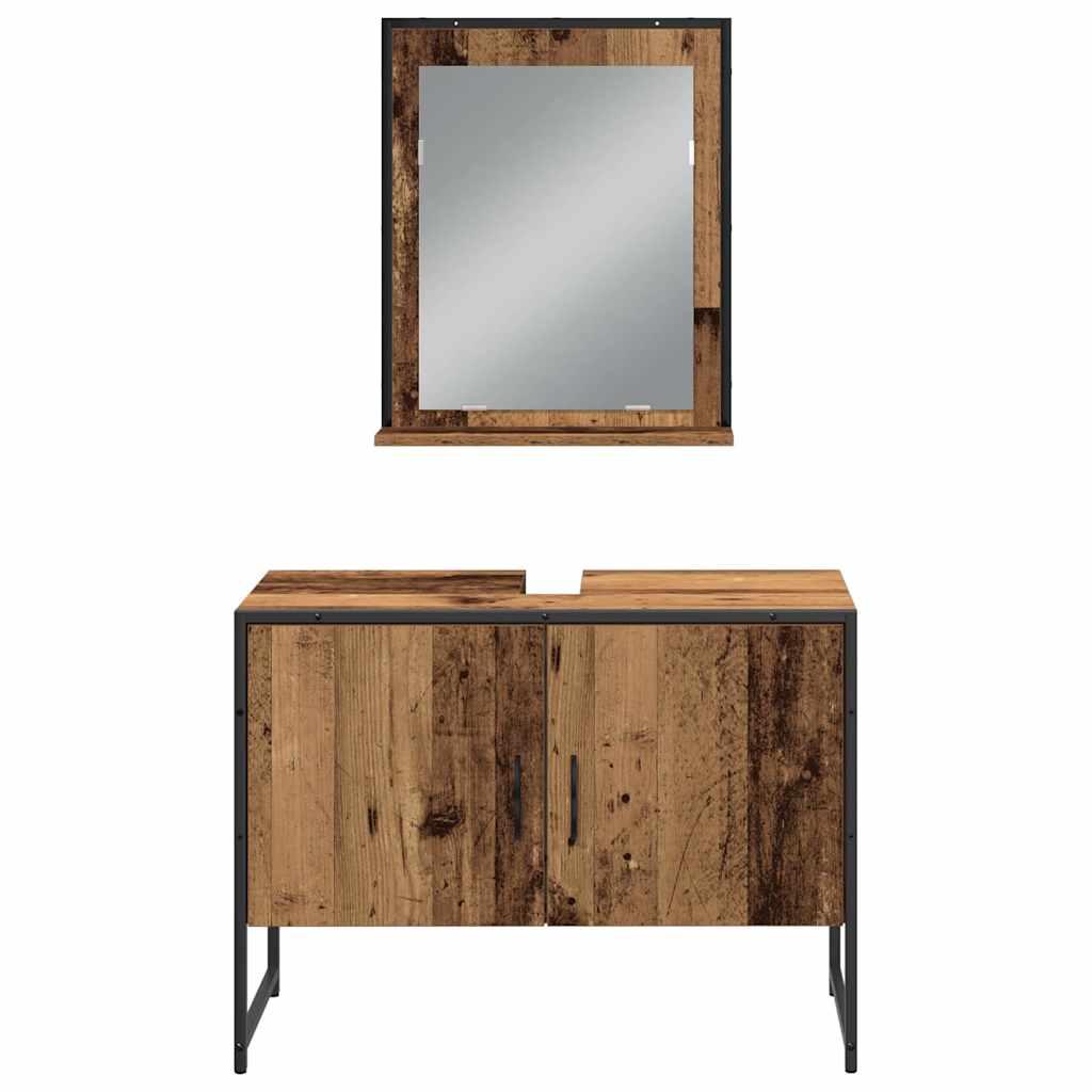 Badkamermeubelset met plank met opslag 4 pcs Bruin Bewerkt hout is nu te koop bij PeponiXL, paradijselijk wonen!