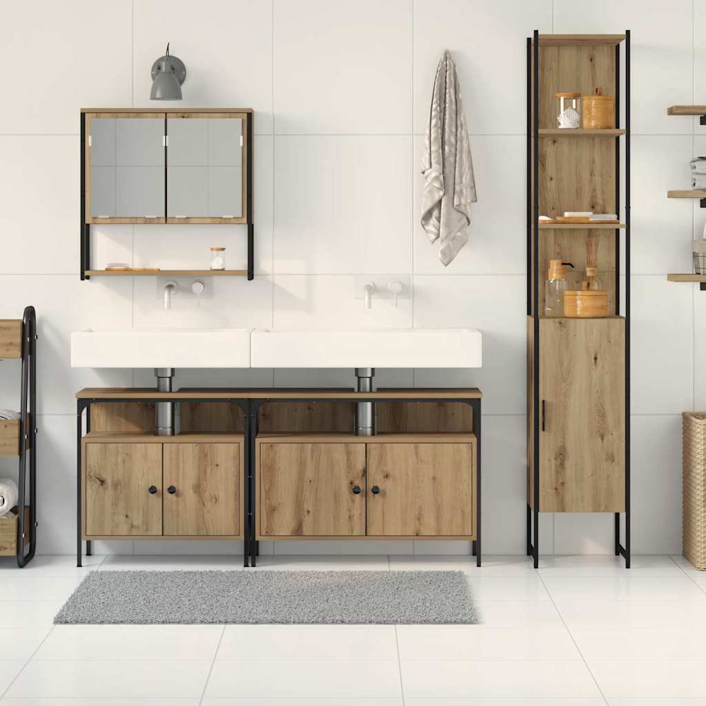 Badkamermeubelset 4 pcs artisanaal eikenkleurig Bewerkt hout is nu te koop bij PeponiXL, paradijselijk wonen!