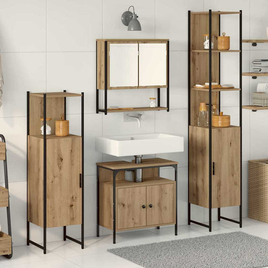 Badkamermeubelset 4 pcs artisanaal eikenkleurig Bewerkt hout is nu te koop bij PeponiXL, paradijselijk wonen!