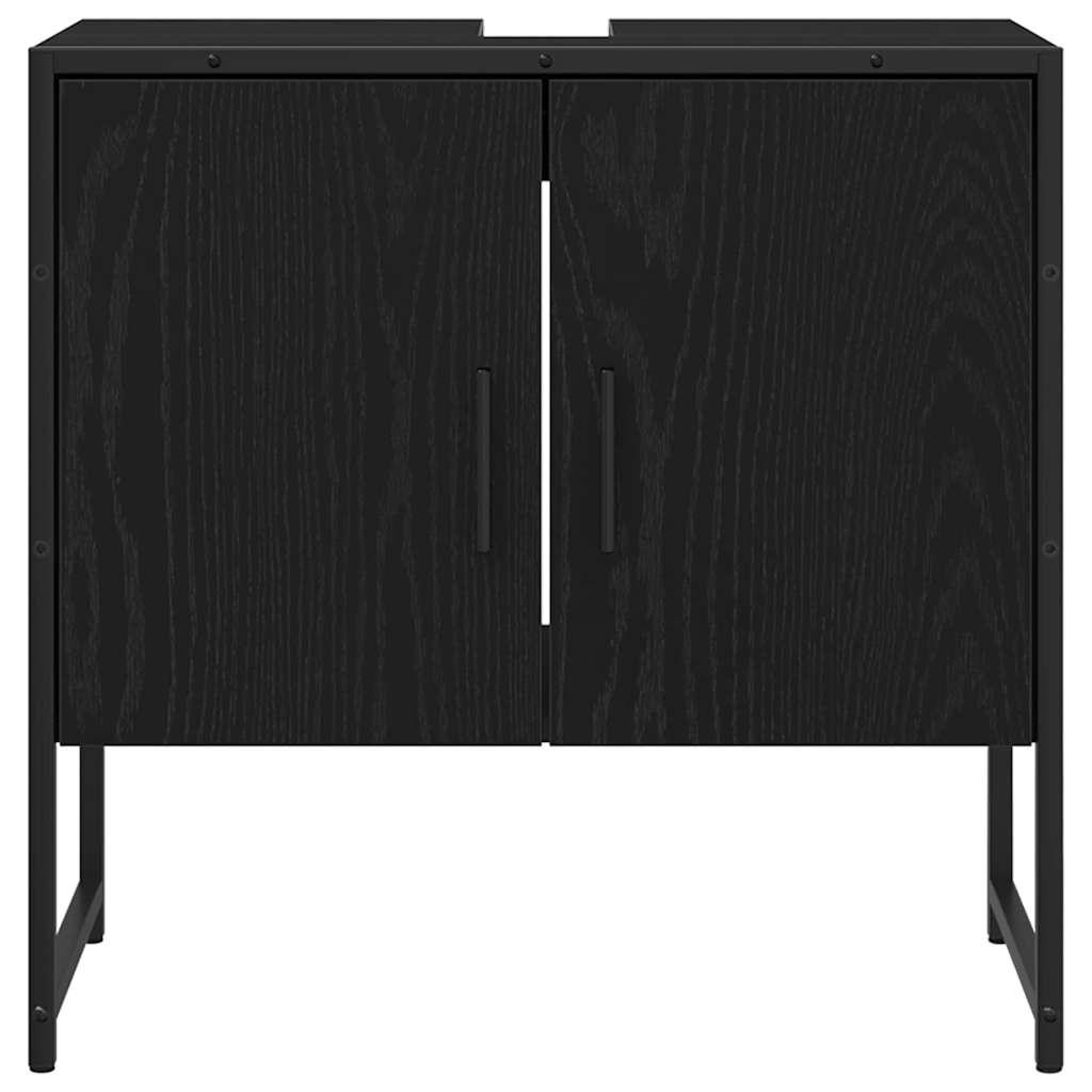 Badkamermeubelset met plank met opslag 4 pcs Zwart Bewerkt hout is nu te koop bij PeponiXL, paradijselijk wonen!