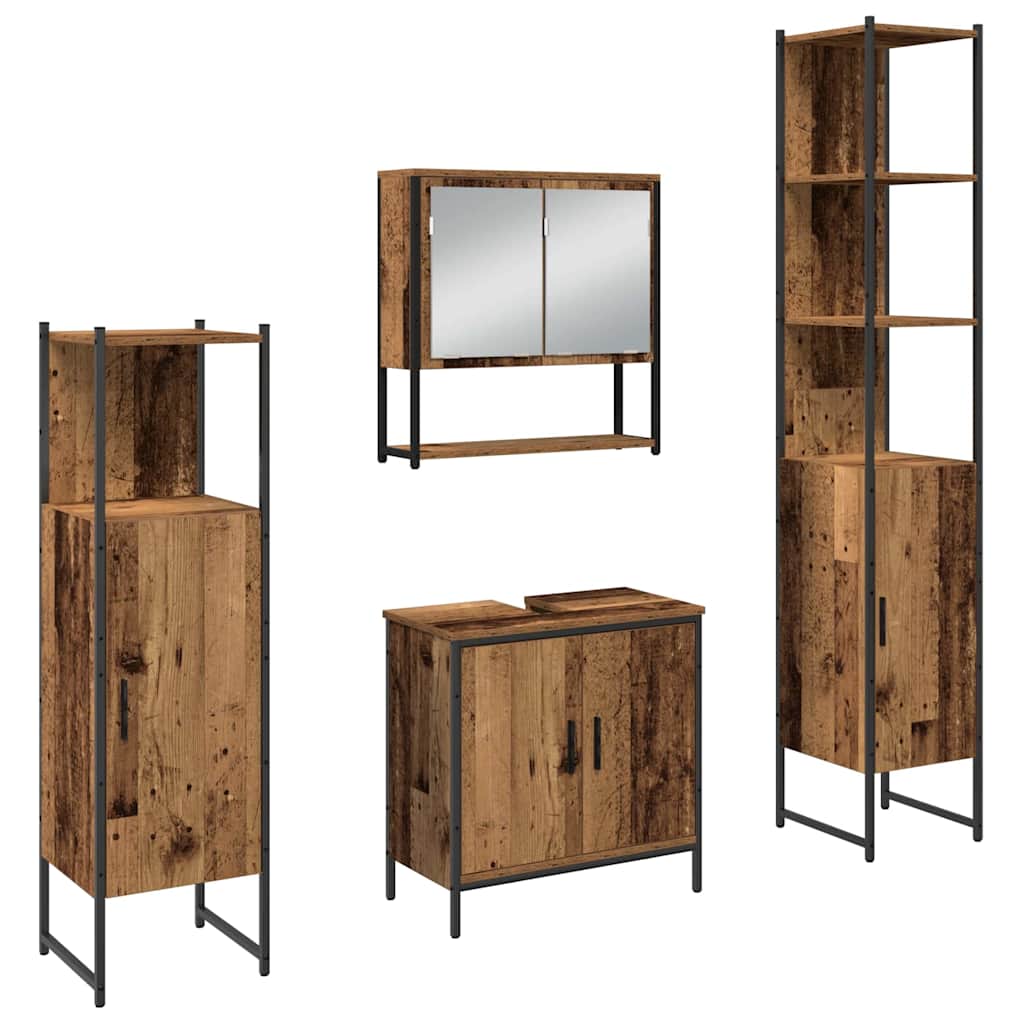 Badkamermeubelset 4 pcs Bruin 33 x 33 x 185.5 cm Bewerkt hout is nu te koop bij PeponiXL, paradijselijk wonen!