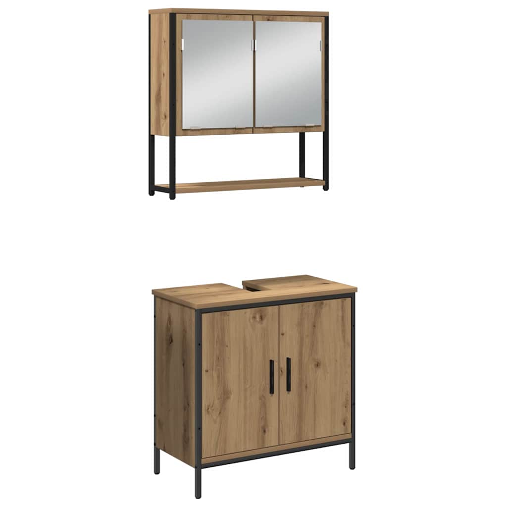 Badkamermeubelset met plank met opslag 4 pcs Bruin Bewerkt hout is nu te koop bij PeponiXL, paradijselijk wonen!