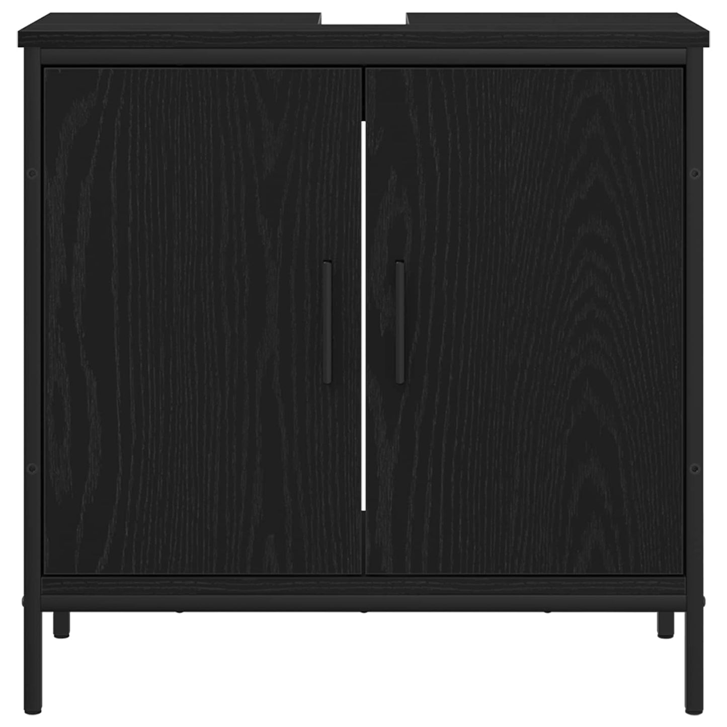 Badkamermeubelset met plank met opslag 4 pcs Zwart Bewerkt hout is nu te koop bij PeponiXL, paradijselijk wonen!