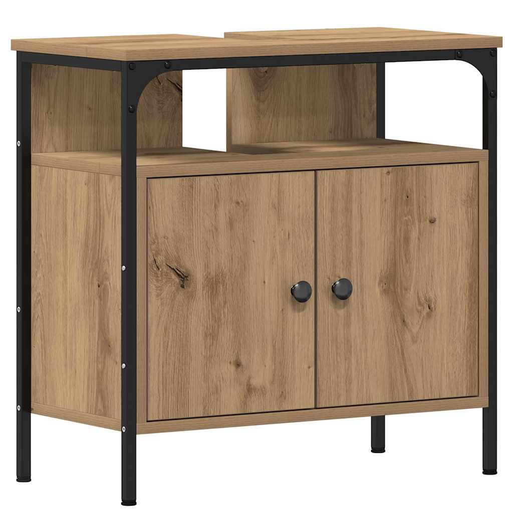 Badkamermeubelset met plank 4 pcs Artisan Eiken Bewerkt hout is nu te koop bij PeponiXL, paradijselijk wonen!
