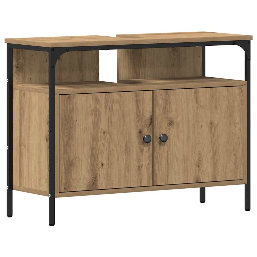 Badkamermeubelset met plank 4 pcs Artisan Eiken Bewerkt hout is nu te koop bij PeponiXL, paradijselijk wonen!