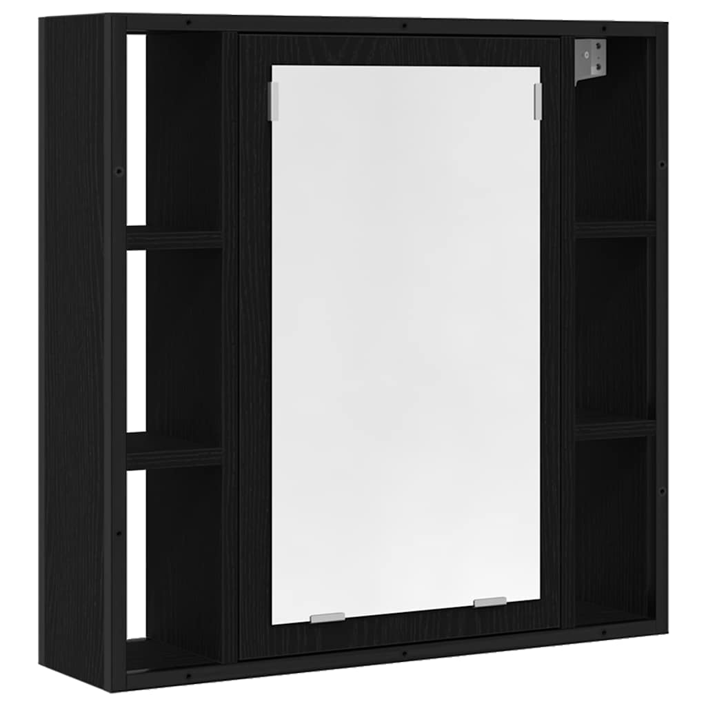 Badkamermeubelset met plank 4 pcs Zwart Eiken Bewerkt hout is nu te koop bij PeponiXL, paradijselijk wonen!
